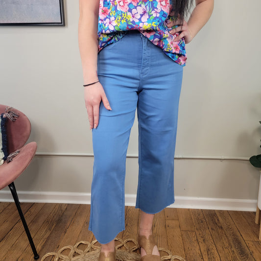 Elexis Tummy Control Wide Leg Crops from Judy Blue