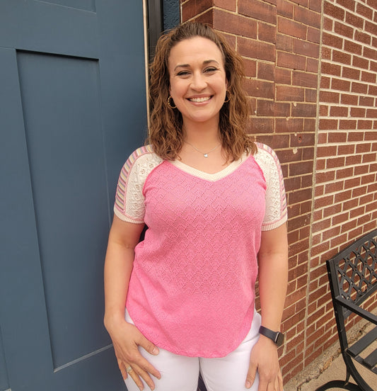 Sloane Patchwork V-Neck Top