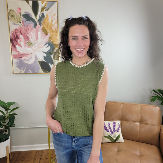 Taini Olive Sleeveless Sweater