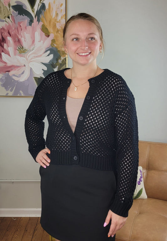 Arlet Cropped Crochet Cardigan