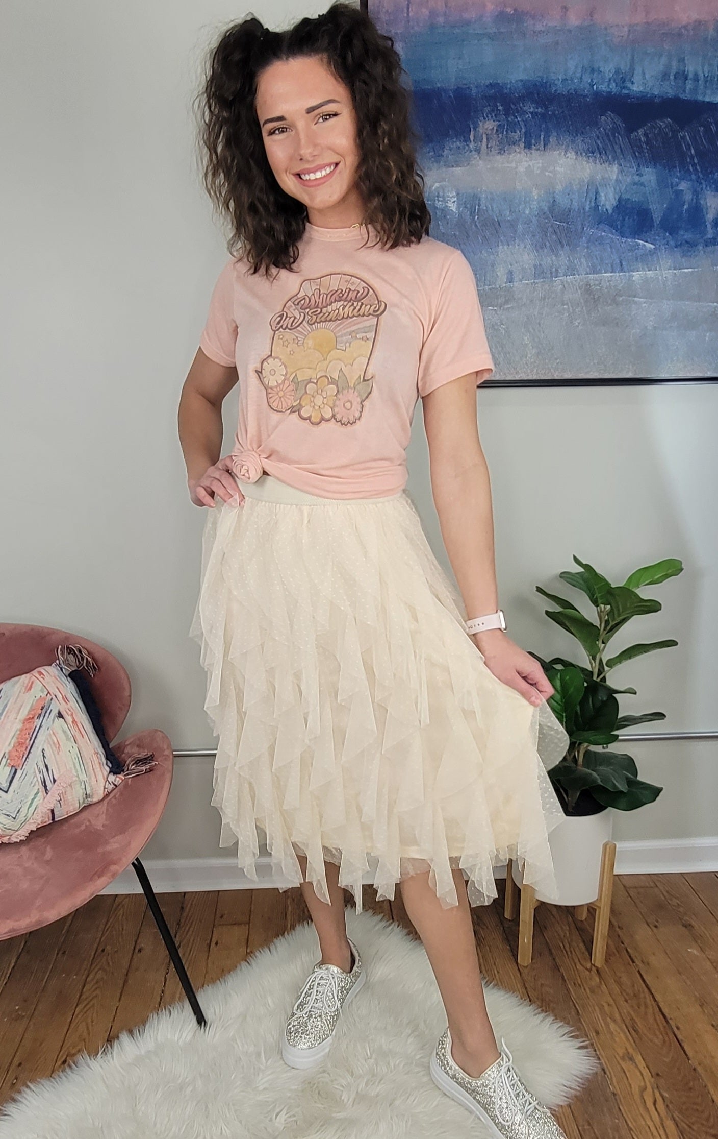 Mavis Tule Midi Skirt