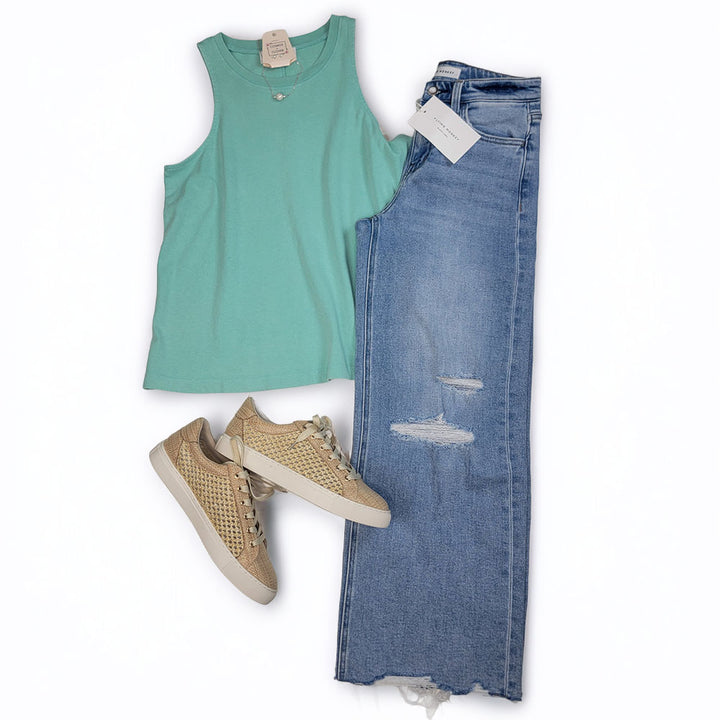 Surf Rider High Rise Cropped Wide Leg Jeans