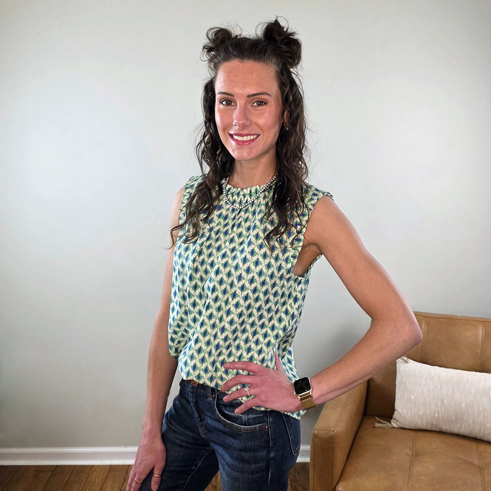 Marcella Sleeveless Patterned Top for Work