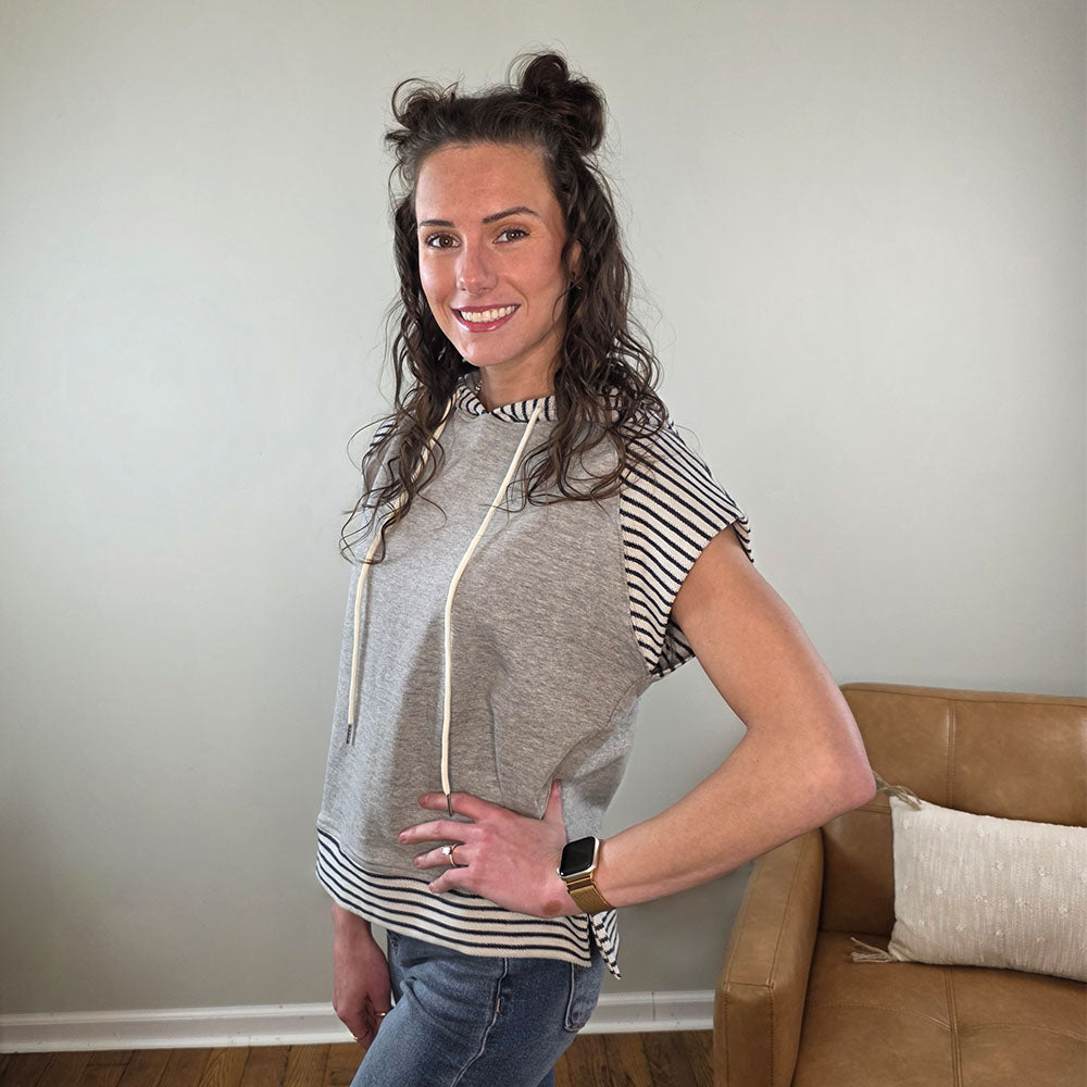 Genise Short Sleeve Hooded Casual Lounge Top
