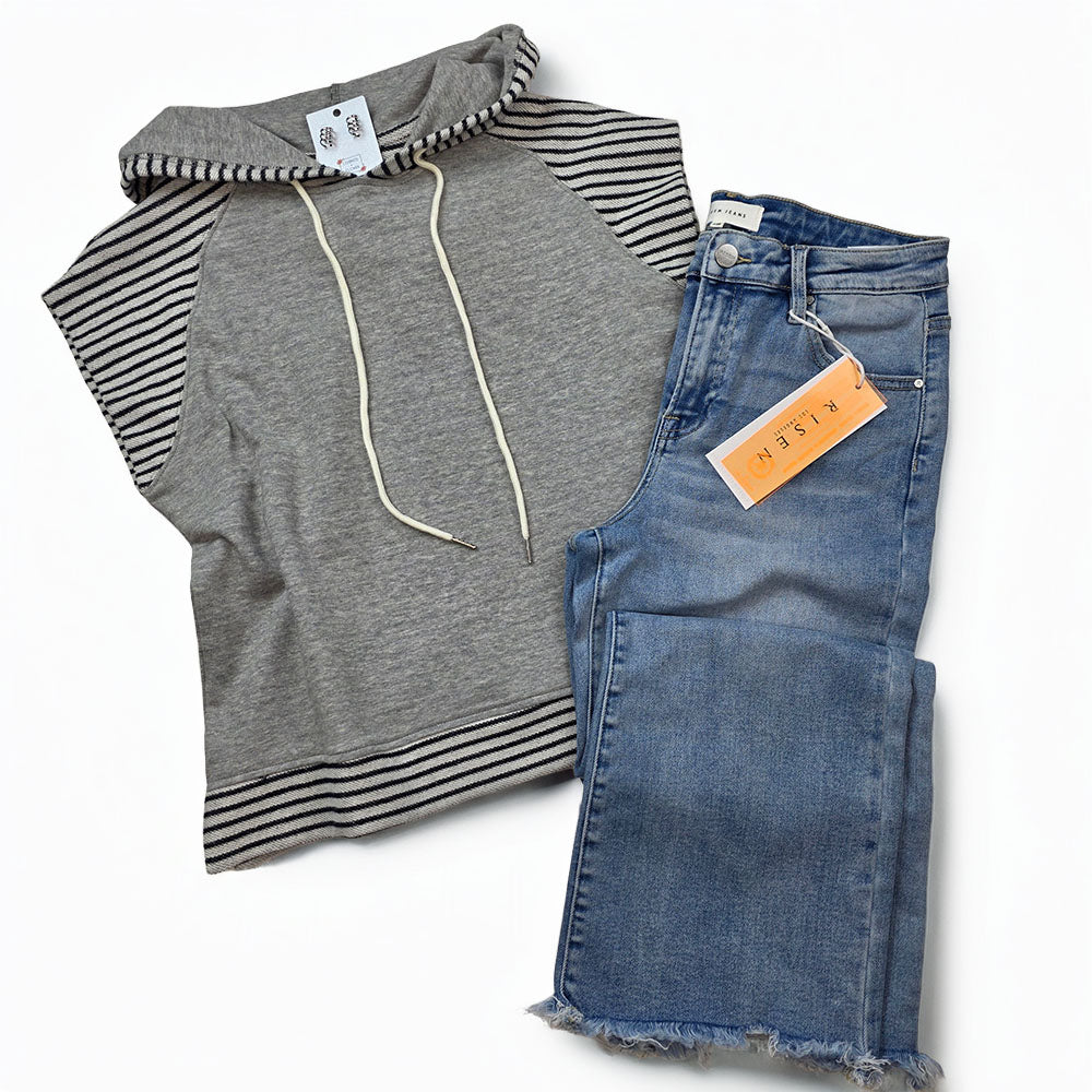 Genise Short Sleeve Hooded Casual Lounge Top