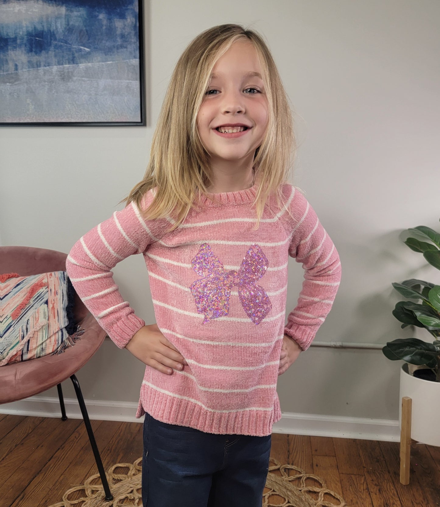 Kids Sammy Sequin Bow Sweater