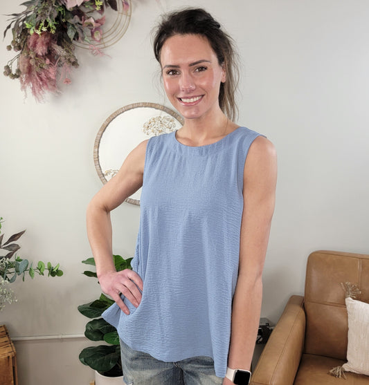 Eva Blue Sleeveless Blouse