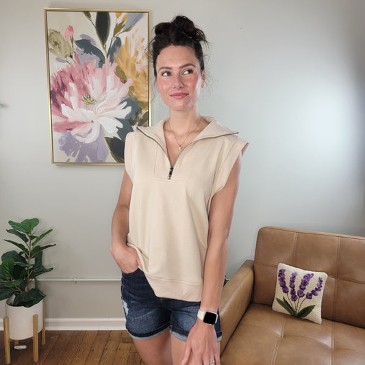 Vienne Cap Sleeve Quarter Zip
