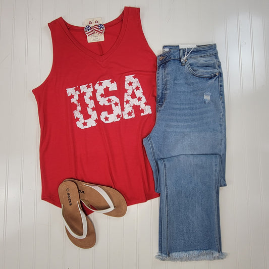 USA Graphic V-Neck Tank