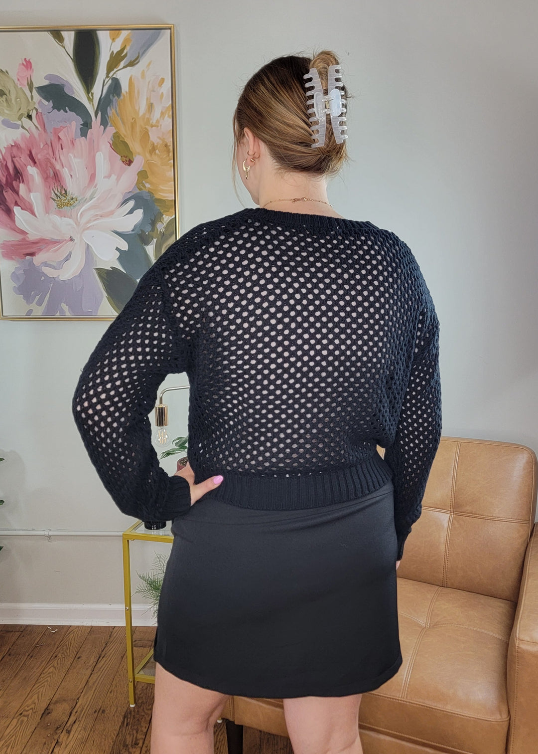 Arlet Cropped Crochet Cardigan