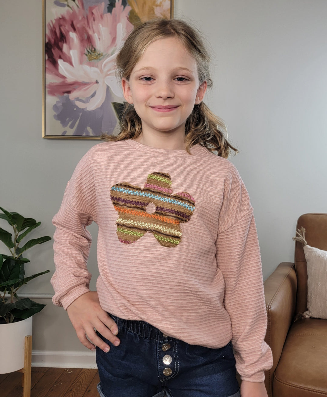 Girls Anika Flower Long Sleeve