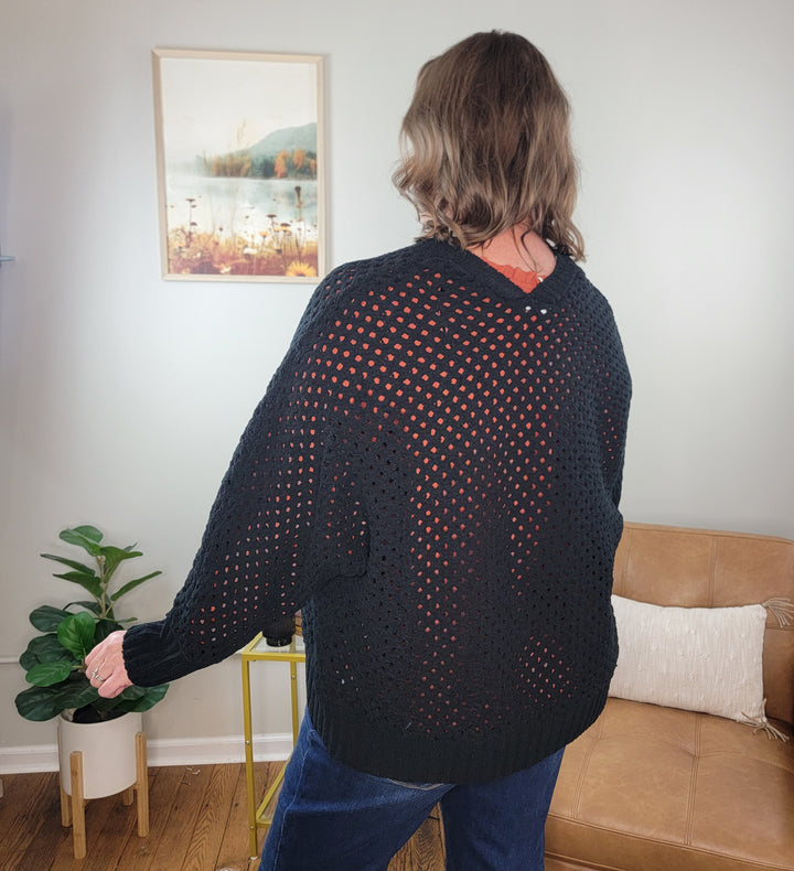 Margot Open Front, Open Knit Cardigan