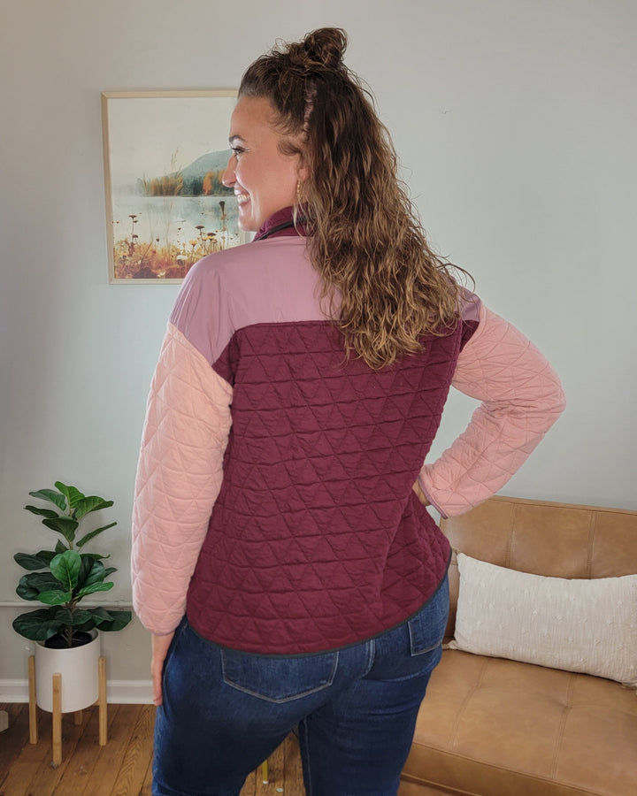 Alaiya Color Blocked Quilted Pullover