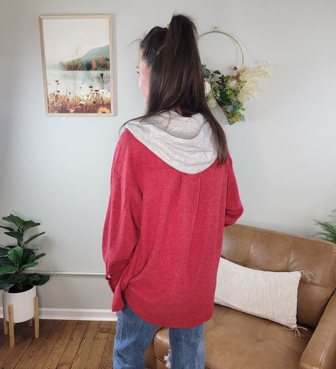Kysa Button Front Shacket with Hood