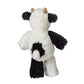 Marshmallow Junior Clyde Cow by Mary Meyer is a weighted plush toy with black and white fur, soft beige horns, a black tail, and mismatched legs. Shown from the back against a white background—ideal for soft toy animal fans.
