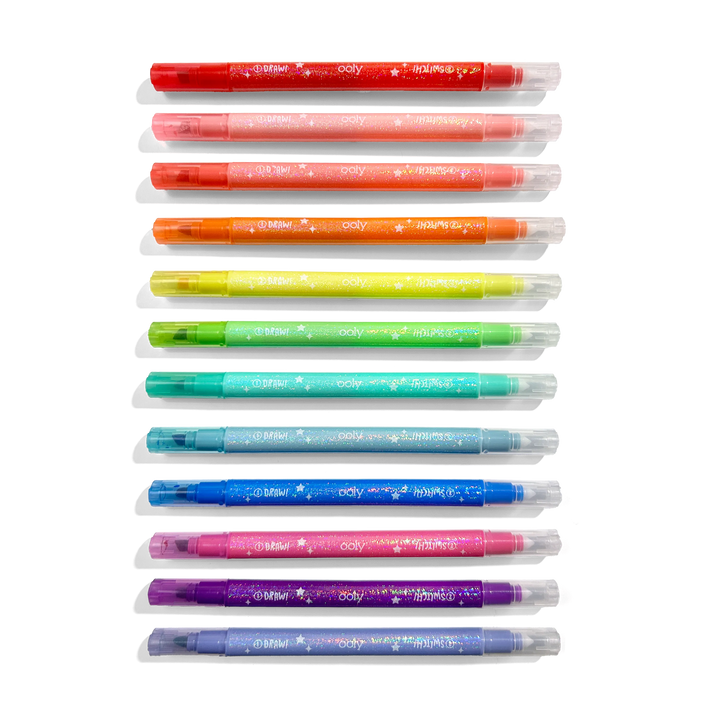 Switch-Eroo Sparkle Glittery Color Changing Markers- 12 pc