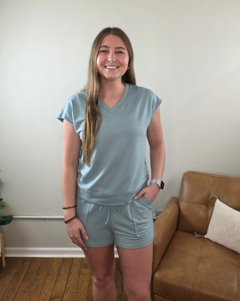 Avery V-Neck Top and Shorts Lounge Set