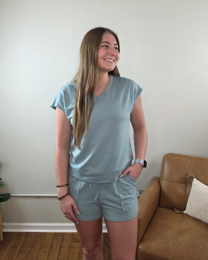 Avery V-Neck Top and Shorts Lounge Set