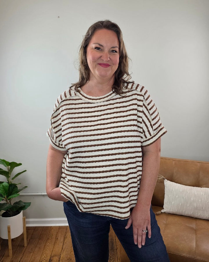 Esther Striped Short Sleeve Hi-low Tee