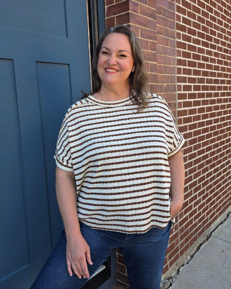 Esther Striped Short Sleeve Hi-low Tee