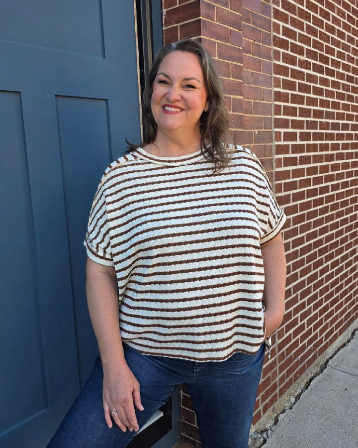 Esther Striped Short Sleeve Hi-low Tee