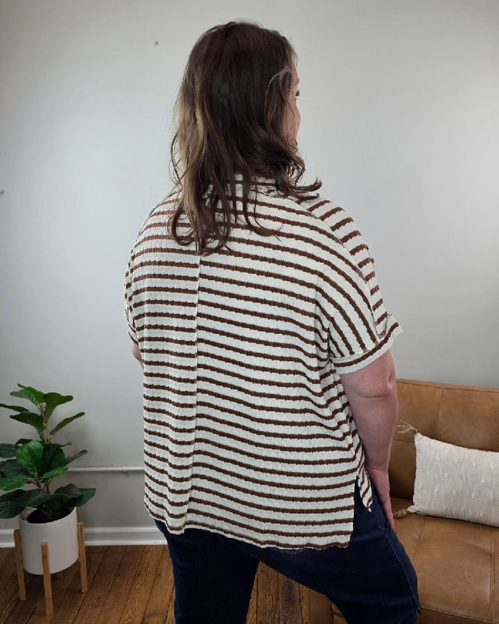 Esther Striped Short Sleeve Hi-low Tee