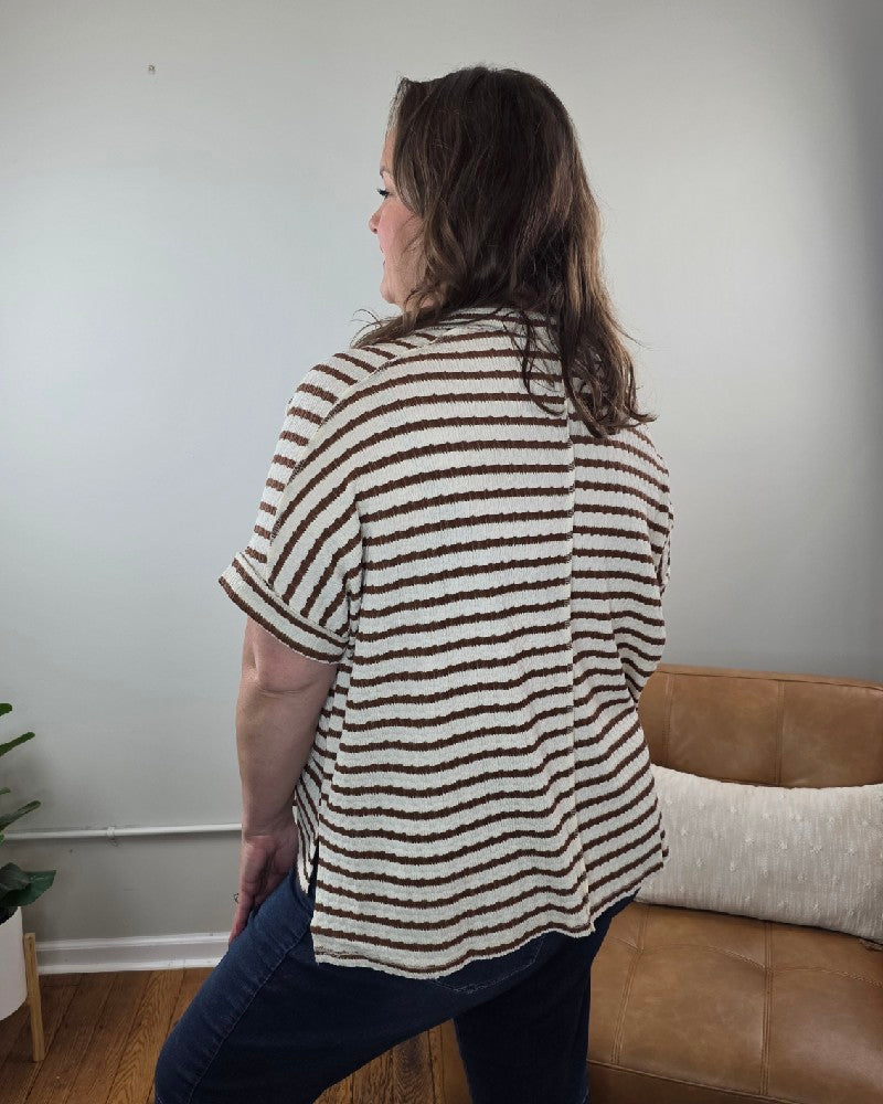Esther Striped Short Sleeve Hi-low Tee