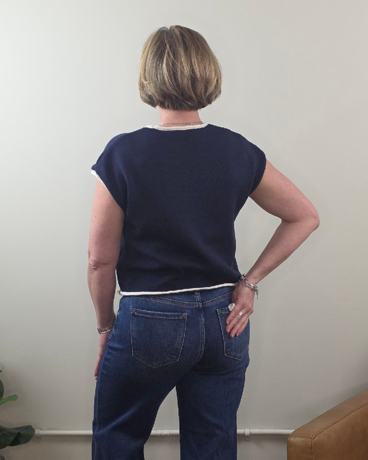 Flag Knit Short Sleeve Top