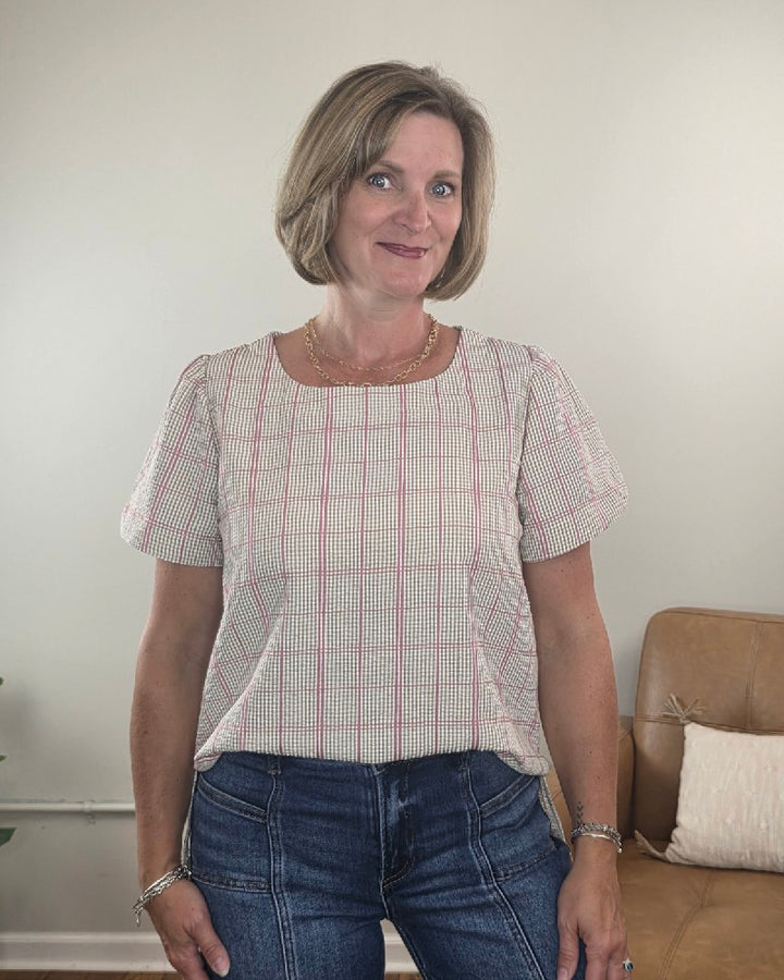 Georgina Khaki Plaid Blouse
