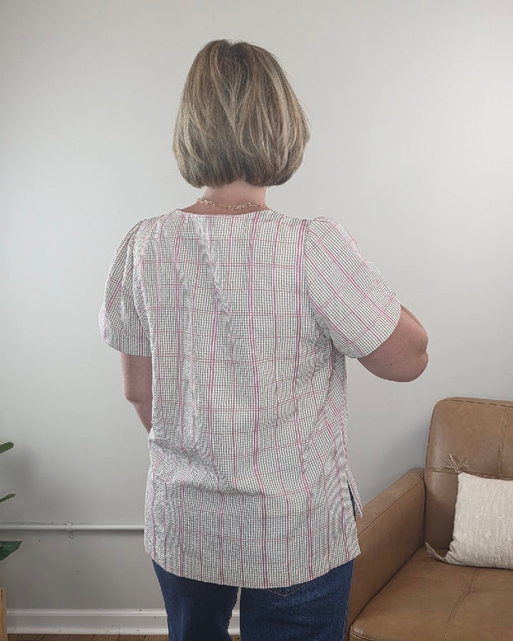 Georgina Khaki Plaid Blouse