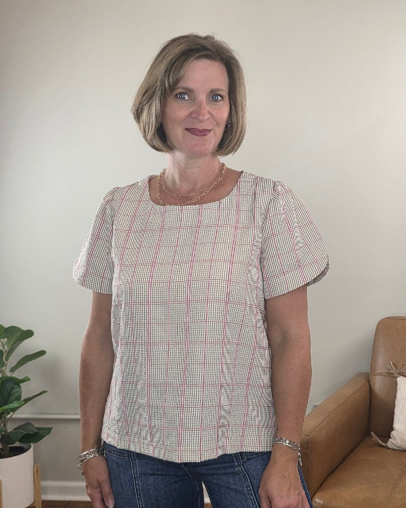 Georgina Khaki Plaid Blouse