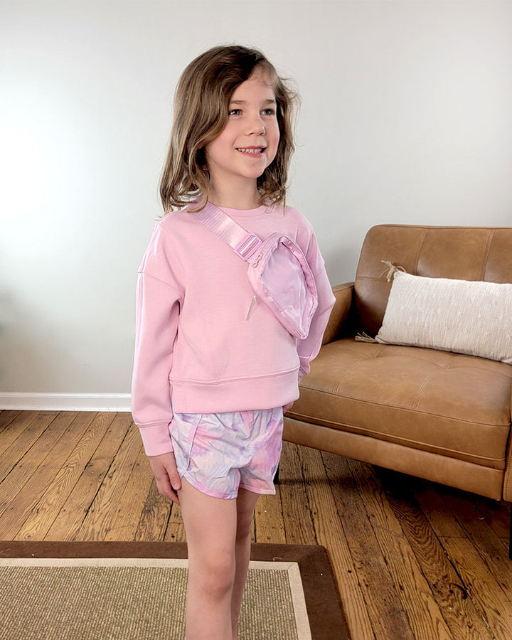 Little Girls Shay Crewneck Shorts and Bag Set