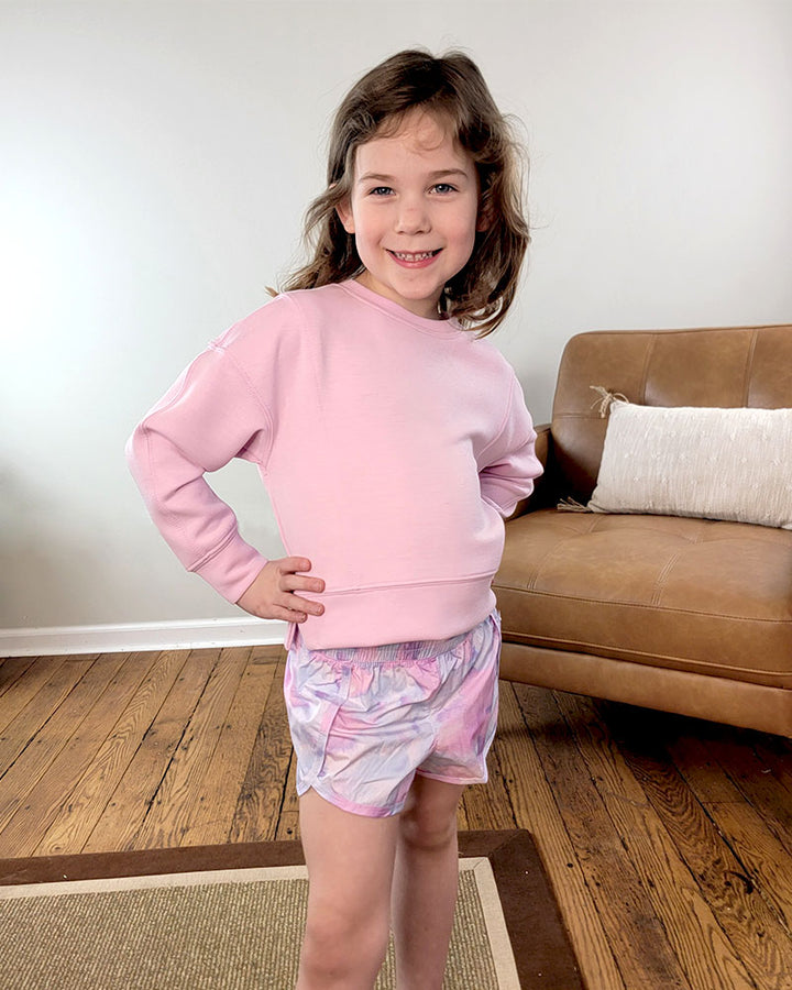 Little Girls Shay Crewneck Shorts and Bag Set