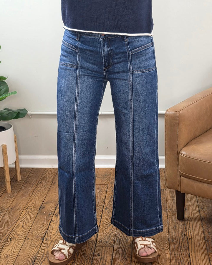 Hallie Crop Wide Leg Jeans with Front Patch Pocket from Risen