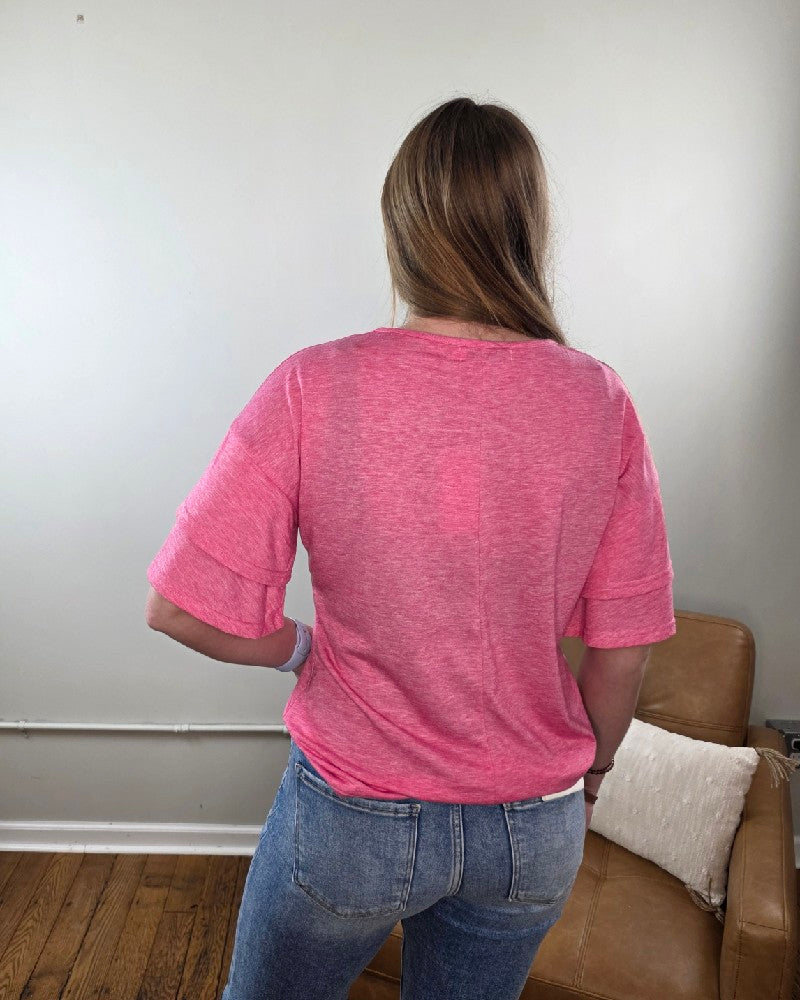 Kia V-Neck Ruffle Sleeve Top