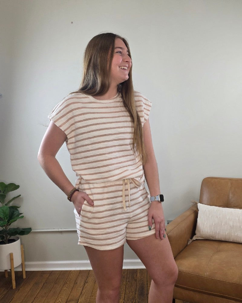 London Striped Short Sleeve Top and Shorts Set