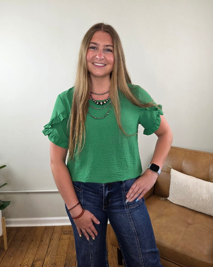 Mellisa Ruffled Tulip Sleeve Blouse