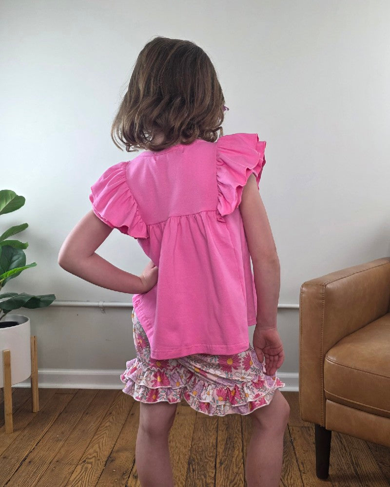 Kids Miella Floral Summer Ruffle Short Set
