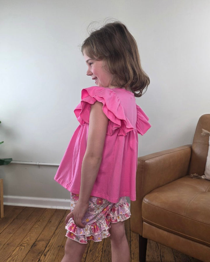 Kids Miella Floral Summer Ruffle Short Set