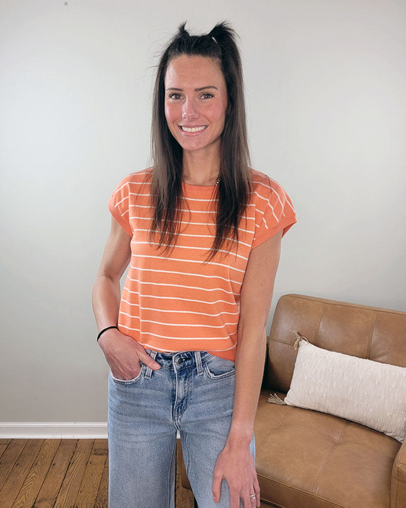 Hallie Striped Short Sleeve Sweater