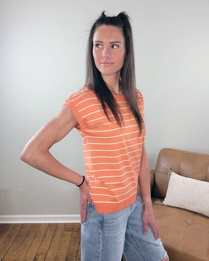 Hallie Striped Short Sleeve Sweater