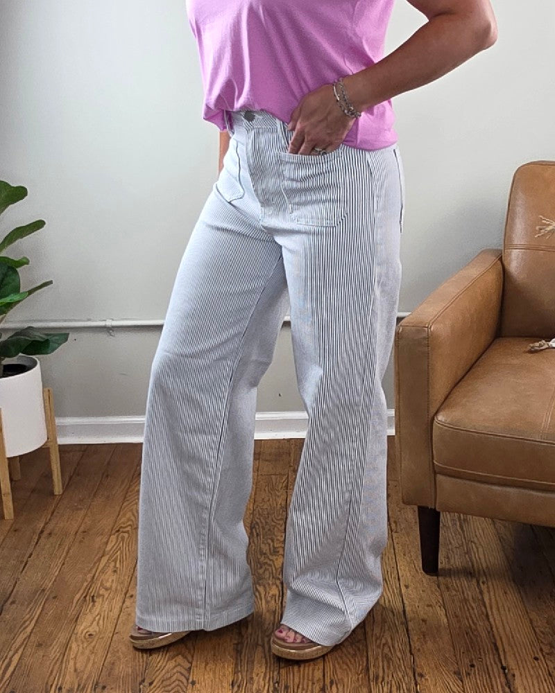 Payten Stripe Wide Leg Jeans From JUST USA