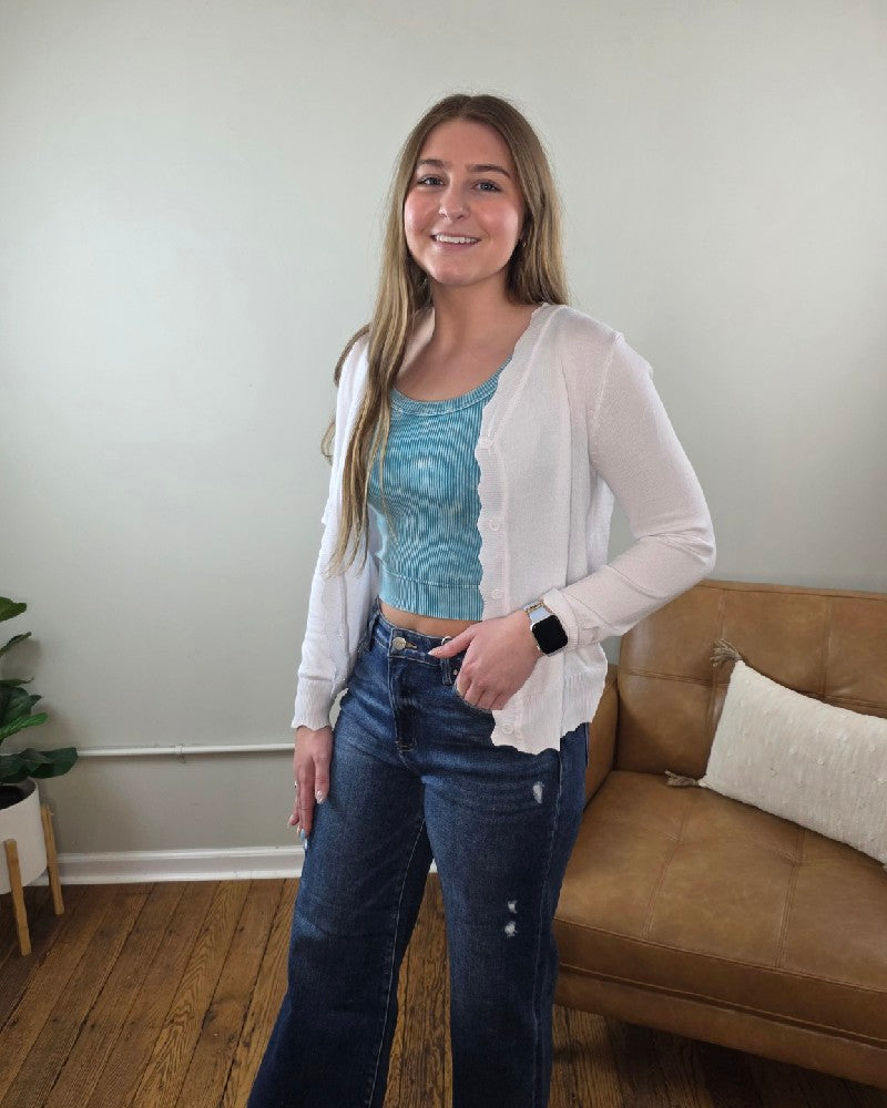 Romi Scalloped Edge Cardigan