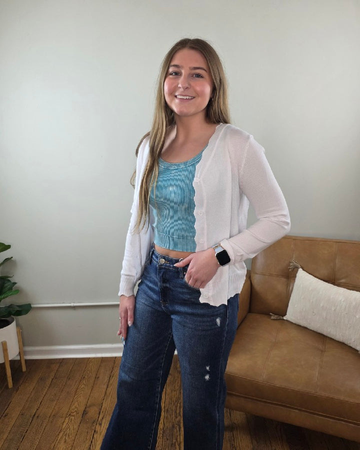 Romi Scalloped Edge Cardigan