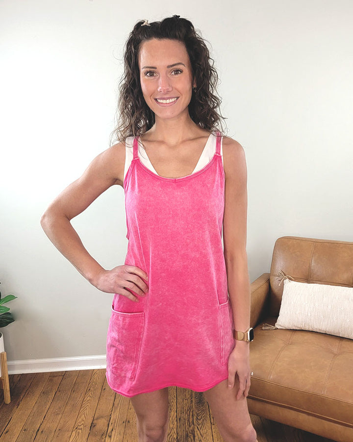 Klara Romper Mini Dress: Acid Wash