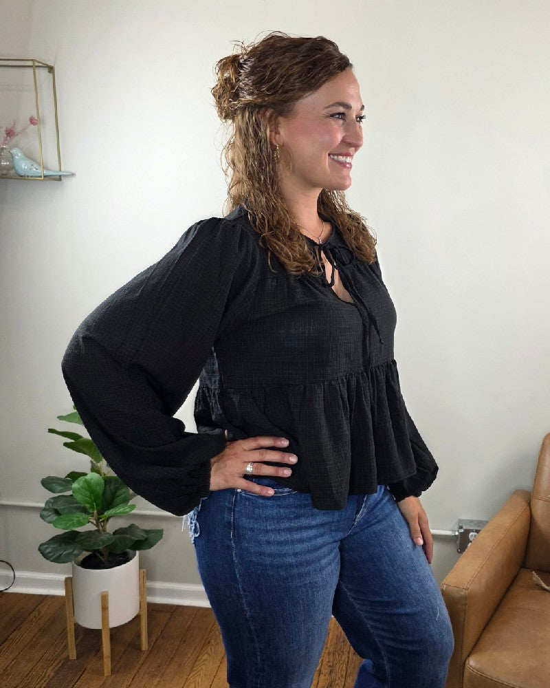 Willa Tie Front Peplum Blouse