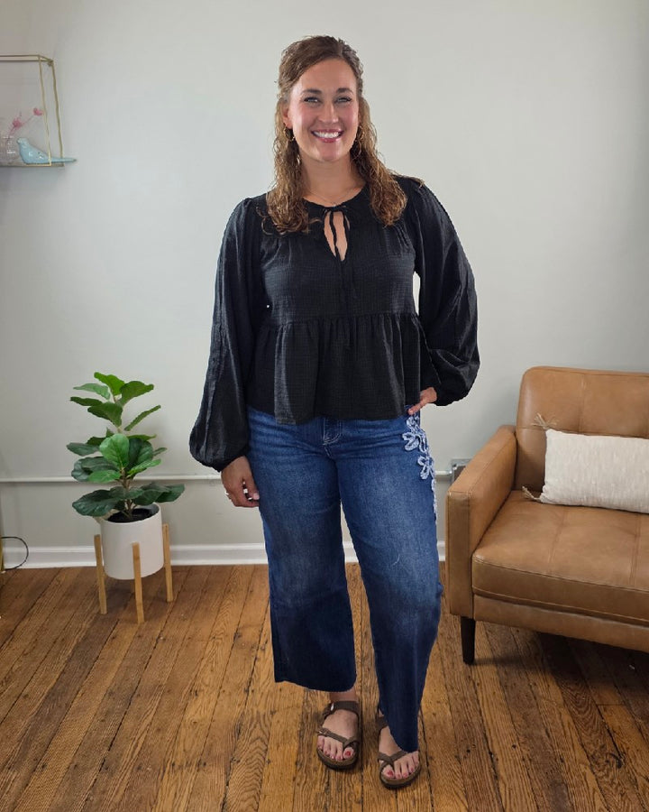 Willa Tie Front Peplum Blouse