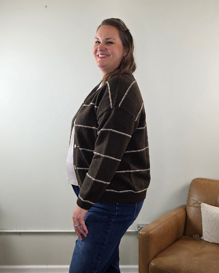 Aliza Striped Button Down Sweater
