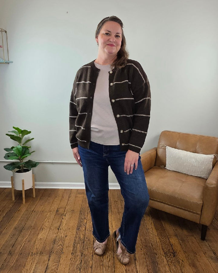 Aliza Striped Button Down Sweater