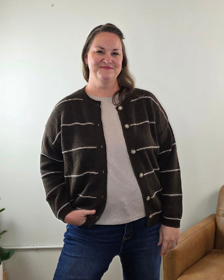 Aliza Striped Button Down Sweater